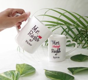 valentine heart coffee mug Mr and Mrs Right